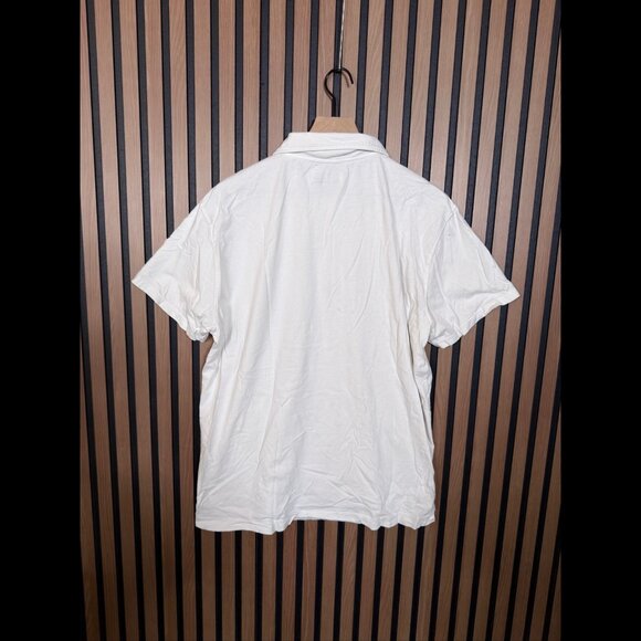 Buck Mason Polo Shirt XL Mens Ivory Short Sleeve Woven Cotton - Picture 2 of 9